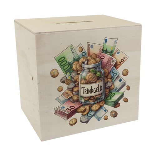 Trinkgeld spardose aus holz - trinkgeld,